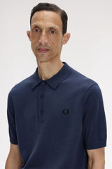 Fred Perry Knitwear Cotton Knitted Shirt - Dark Airforce