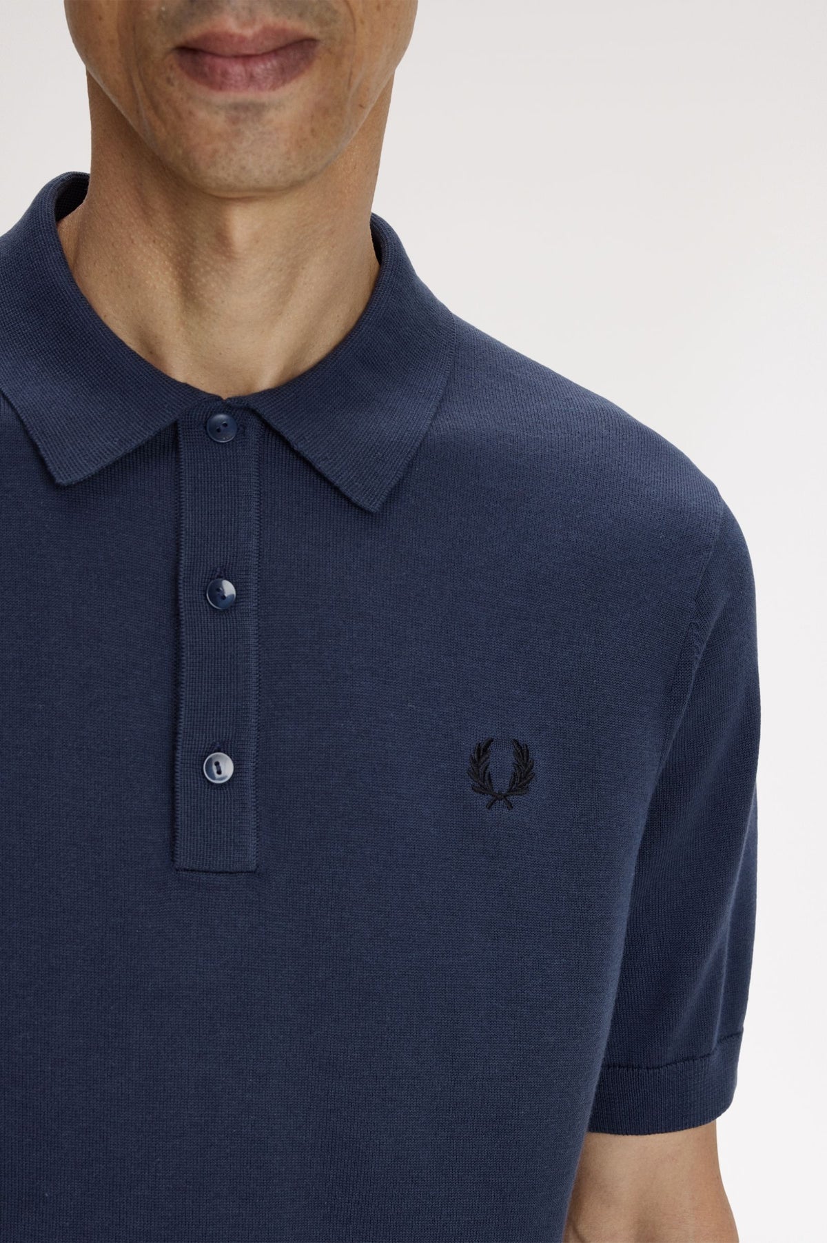 Fred Perry Knitwear Cotton Knitted Shirt - Dark Airforce