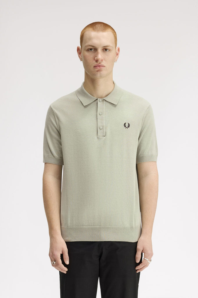 Fred Perry Knitwear Cotton Knitted Shirt - Seagrass