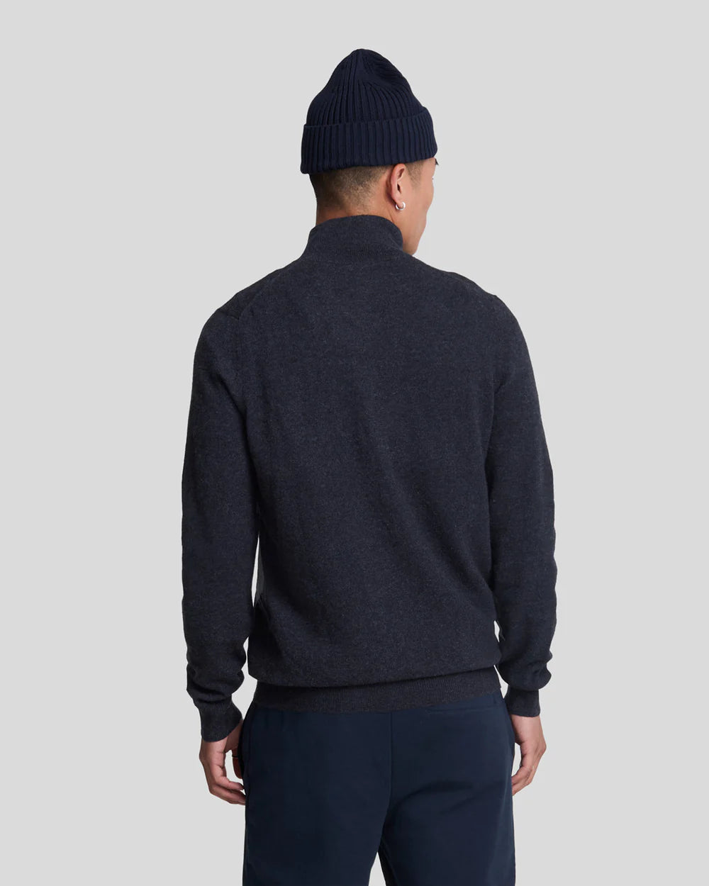 Lyle & Scott Lambswool Zip Through Cardigan - Dark navy marl