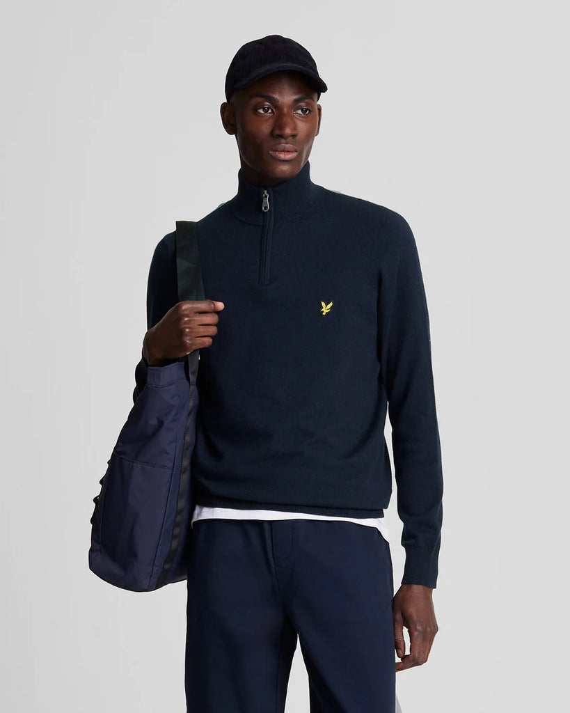 Lyle & Scott Cotton Merino 1/4 Zip Jumper- Dark Navy