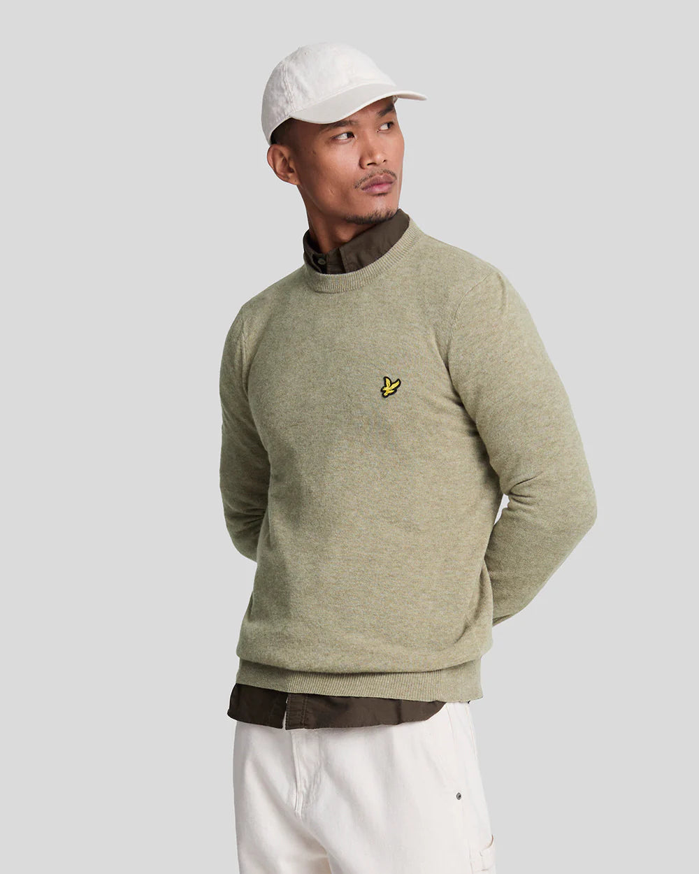 Lyle & Scott Lambswool Crew Neck Jumper - Sage Uniform marl