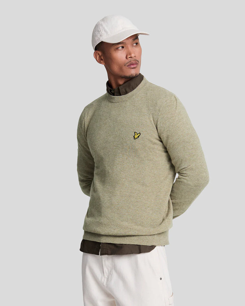 Lyle & Scott Lambswool Crew Neck Jumper - Sage Uniform marl