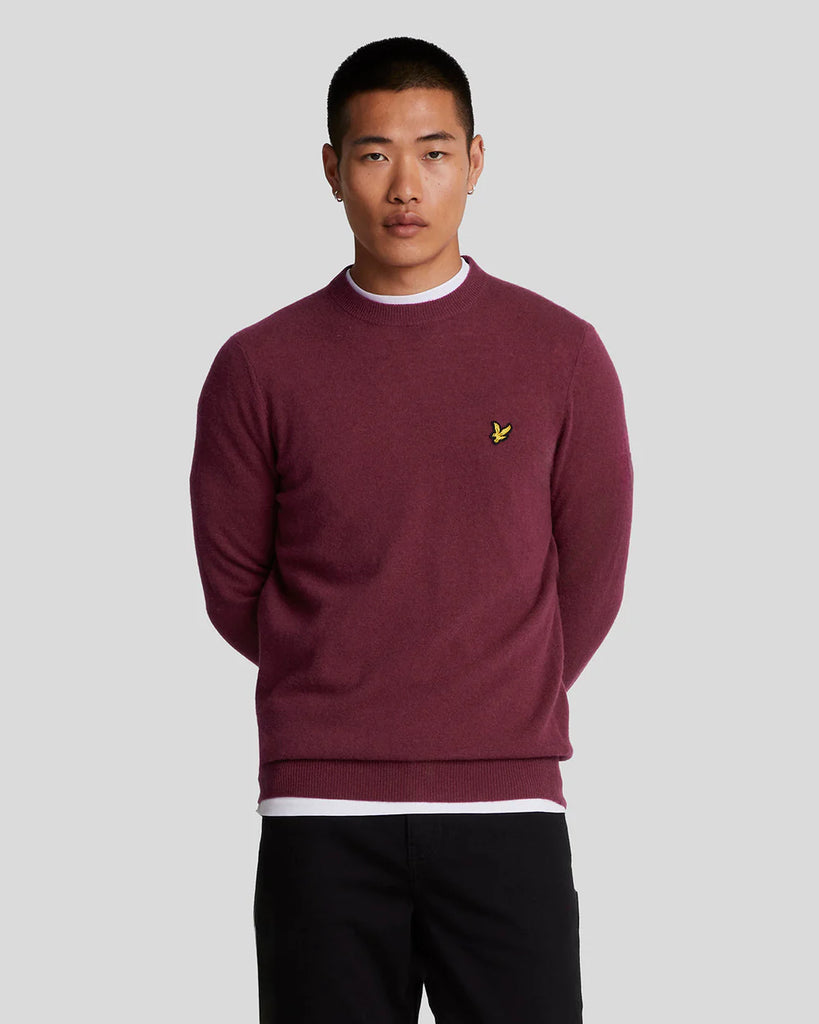 Lyle & Scott Lambswool Crew Neck Jumper - Burgundy Marl
