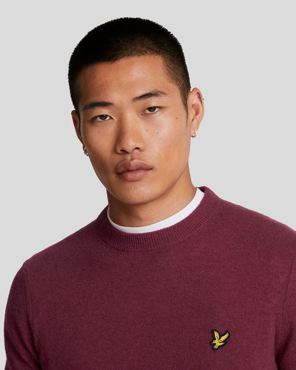 Lyle & Scott Lambswool Crew Neck Jumper - Burgundy Marl