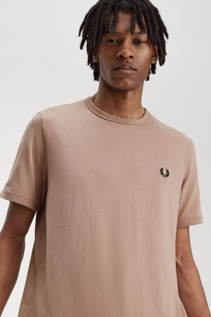 Fred Perry Ringer T-shirt - Dark Pink / Black