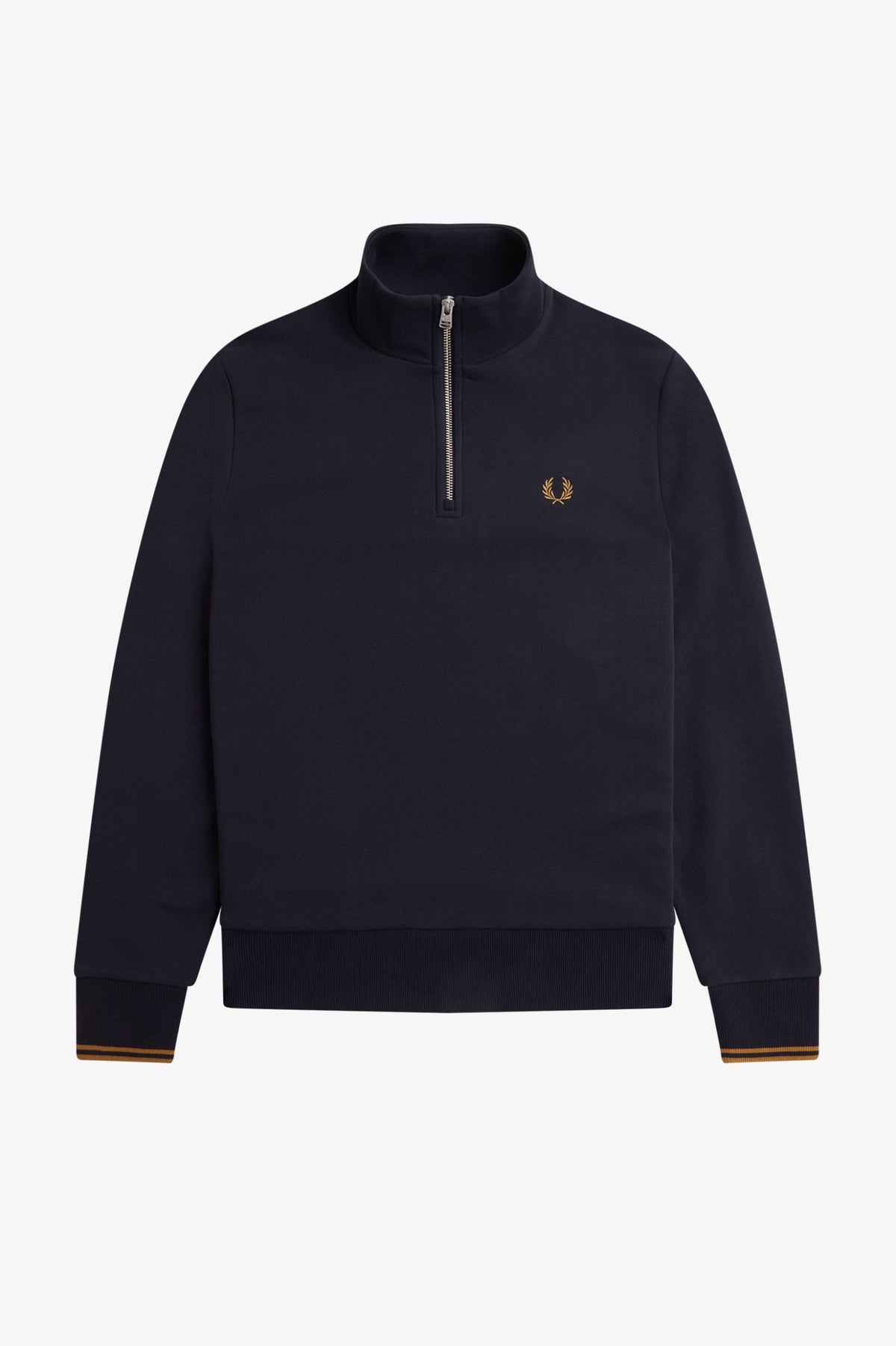 Fred Perry Sweater - Half Zip Sweatshirt - Navy / Dark Caramel