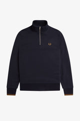 Fred Perry Sweater - Half Zip Sweatshirt - Navy / Dark Caramel