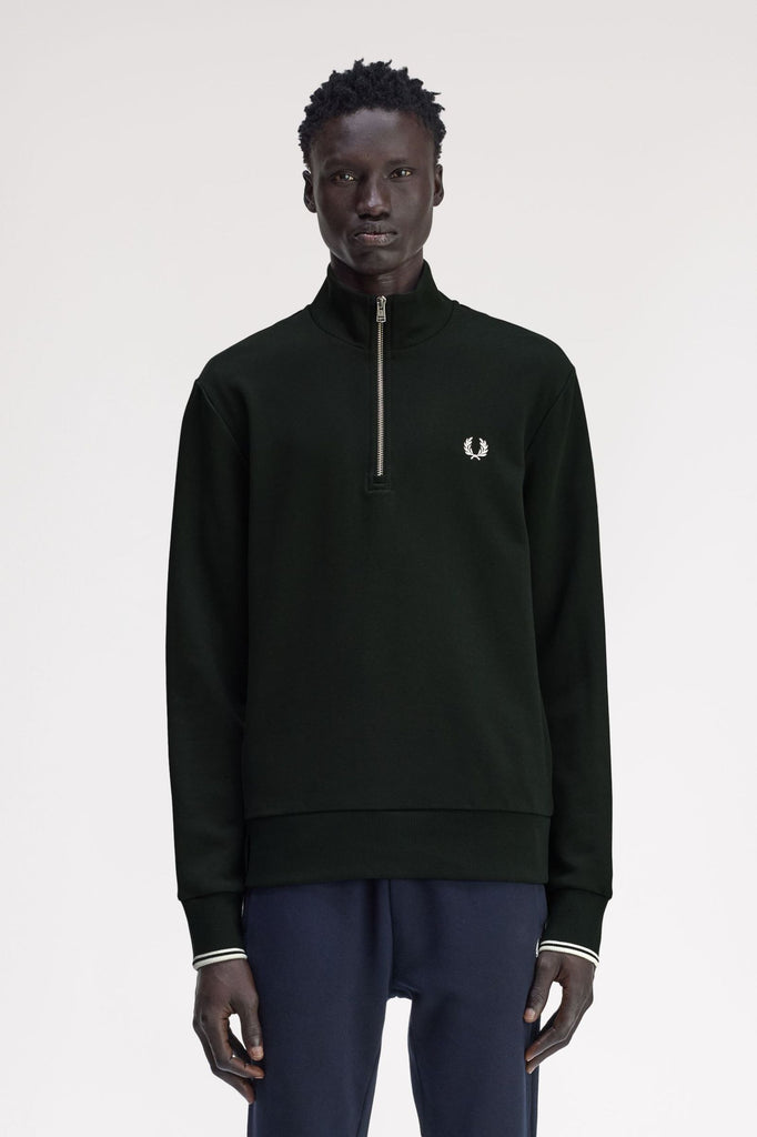 Fred Perry Half Zip Sweatshirt - Night Green