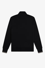 Fred Perry Half Zip Sweatshirt - Black / Ecru / Laurel Wreath Green