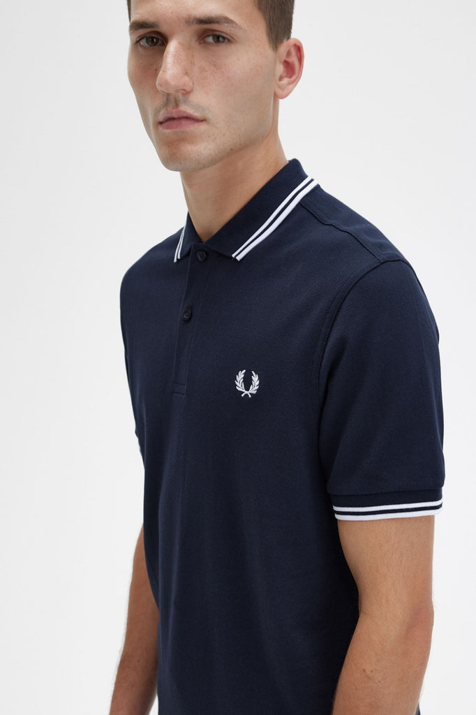 Fred Perry Twin tipped Polo - Navy/White