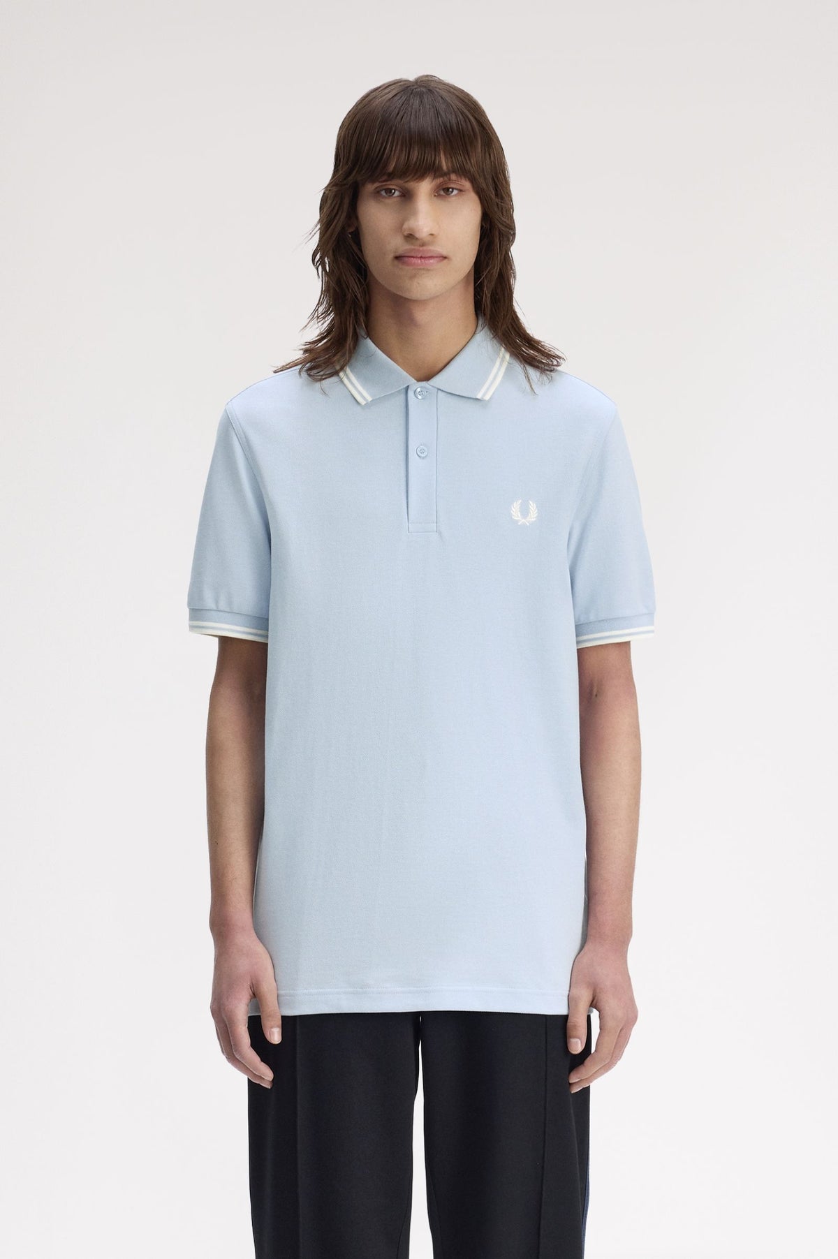 Fred Perry Twin Tipped M3600 Cotton piqué - Light Smoke / Ecru