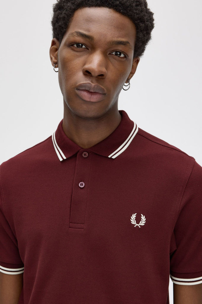 Fred Perry Twin Tipped M3600 Cotton piqué - Oxblood / Ecru / Ecru