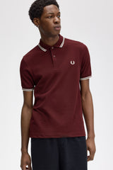 Fred Perry Twin Tipped M3600 Cotton piqué - Oxblood / Ecru / Ecru