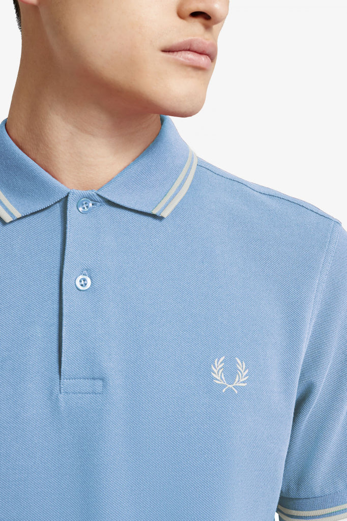 Fred Perry Twin tipped Polo - Sky / Snow White