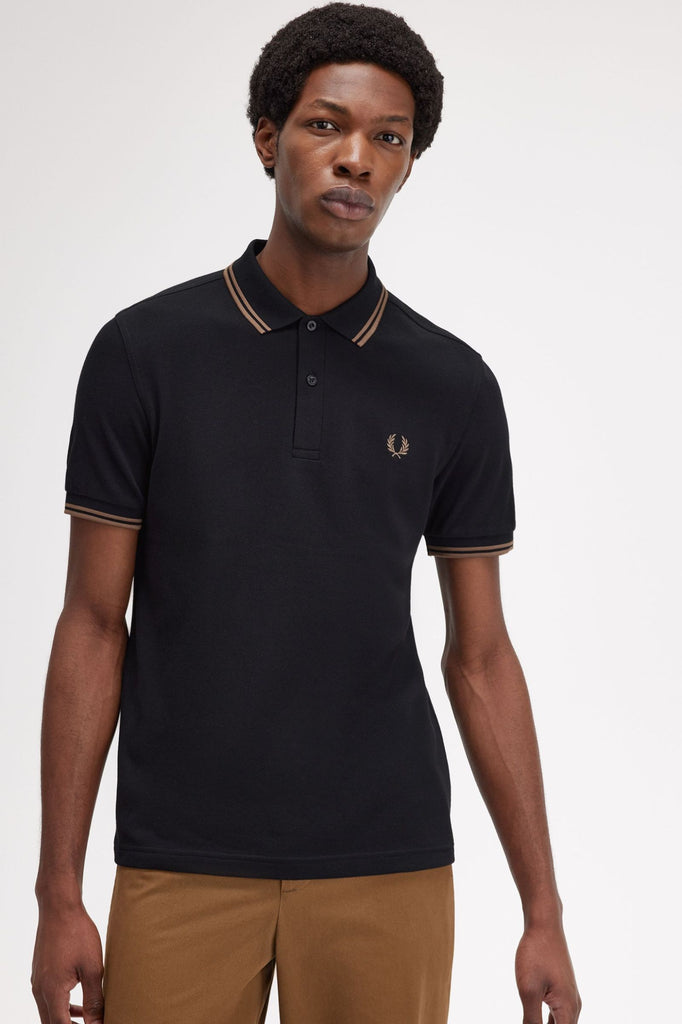 【FRED PERRY】Twin Tipped Shirt★Black/Shaded Stone Fred Perry Slim Fit Twin Tipped Polo Black / Shaded Stone | eBay