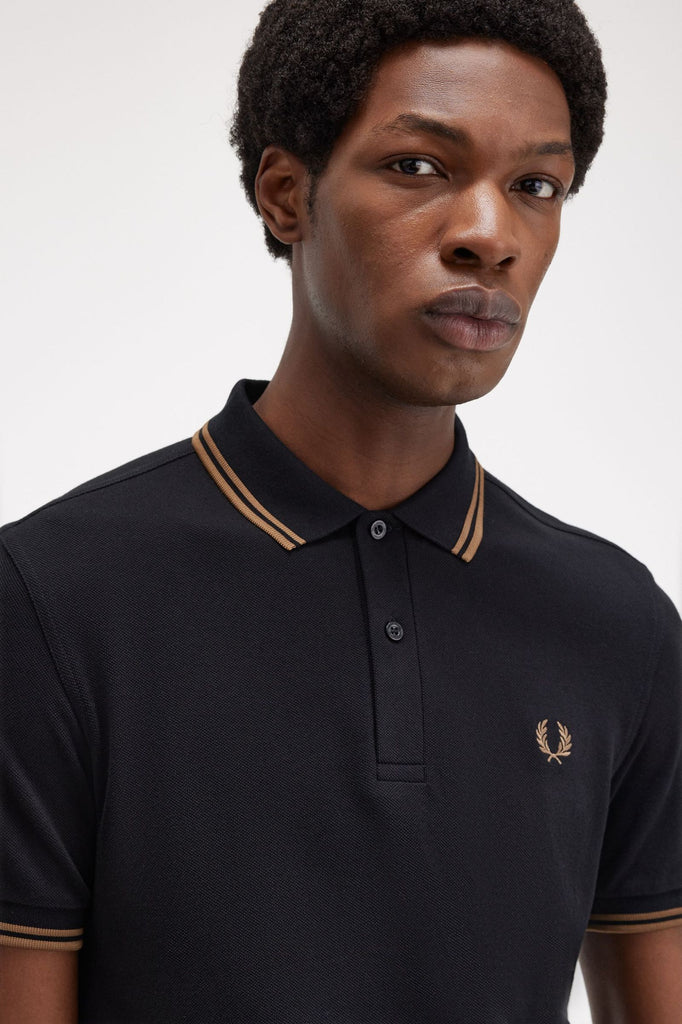 Fred Perry Twin Tipped Polo M3600 - Black/Shaded Stone