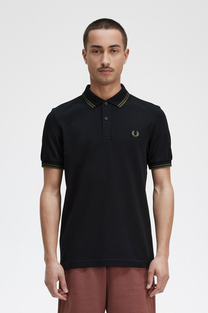 Fred Perry Twin tipped Polo - Night Green / Black