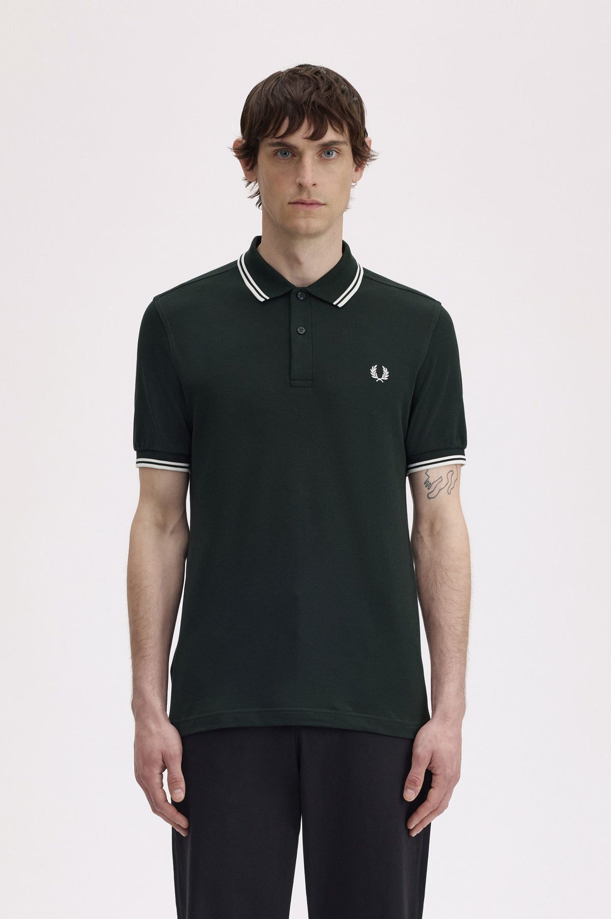 Fred Perry Poloshirt M3600 - Night Green / Snow White