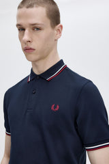 Fred Perry Twin Tipped M3600 Cotton piqué  - Navy / Snow White / Burnt Red