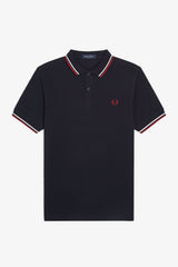 Fred Perry Twin Tipped M3600 Cotton piqué  - Navy / Snow White / Burnt Red