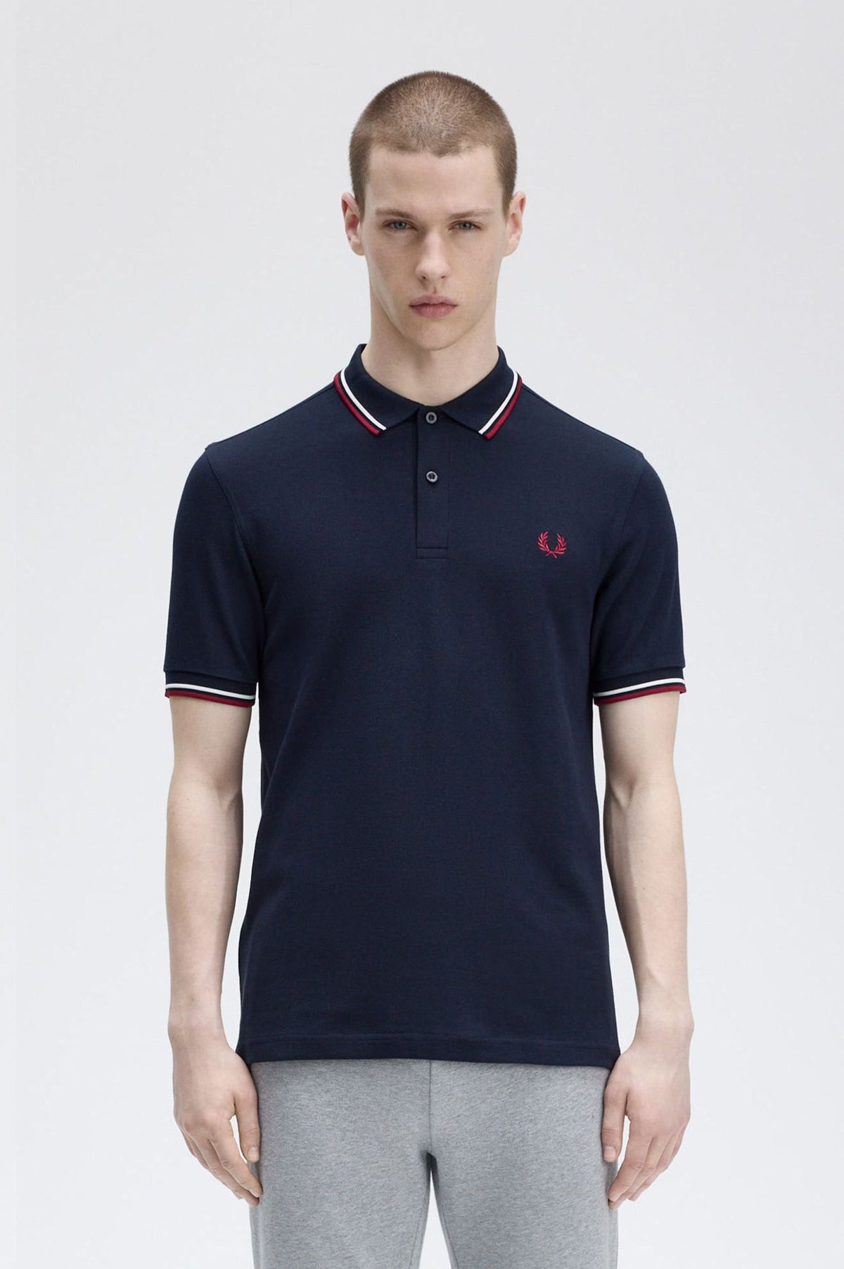 Fred Perry Twin Tipped M3600 Cotton piqué  - Navy / Snow White / Burnt Red