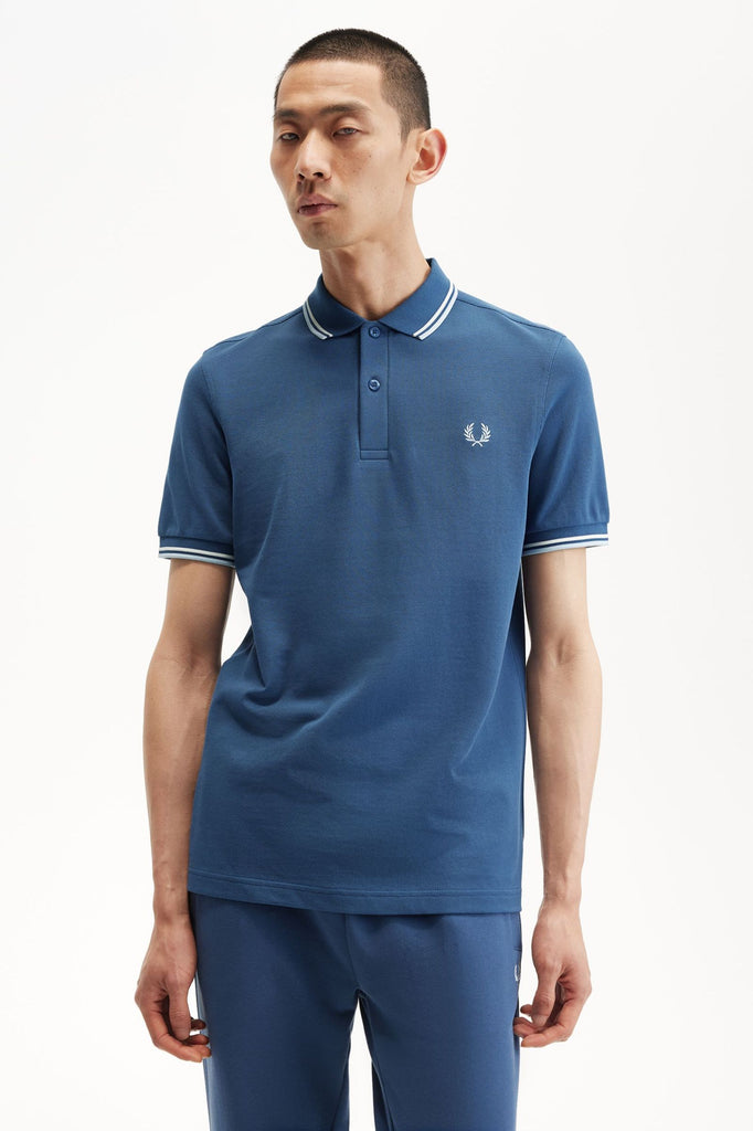 Fred Perry M3600 Twin tipped Polo - Midnight Blue / Ecru / Light Ice