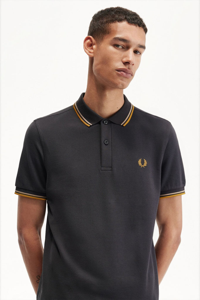 Fred Perry M3600 Twin tipped Polo - Anchor Grey / Warm Stone / Dark Caramel