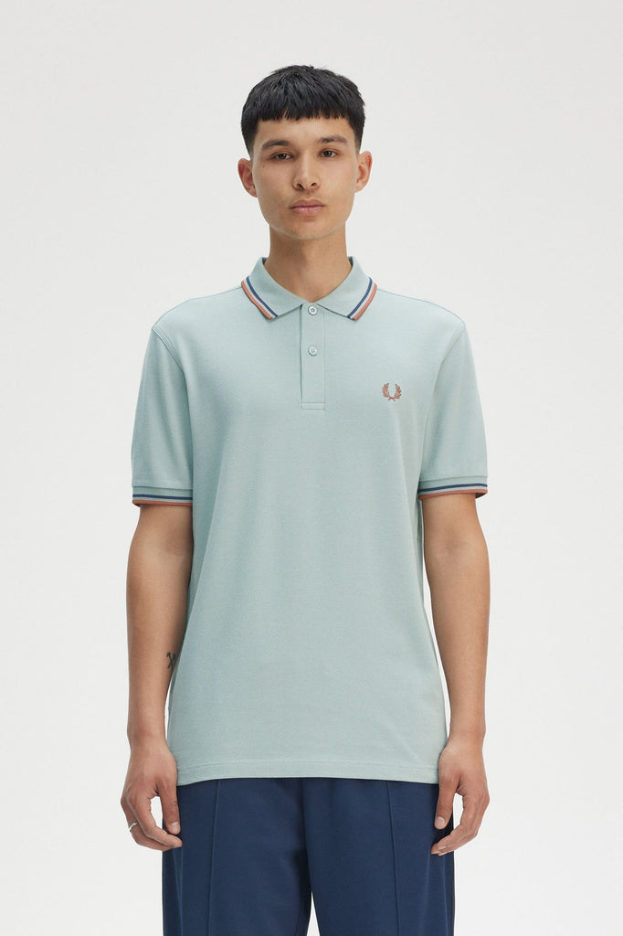 Fred Perry Twin Tipped polo - M3600 - Silver Blue / Tennis Blue / Cinnamon