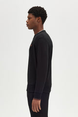 Fred Perry Sweater - Crew Neck Sweatshirt - Black / Whiskey Brown