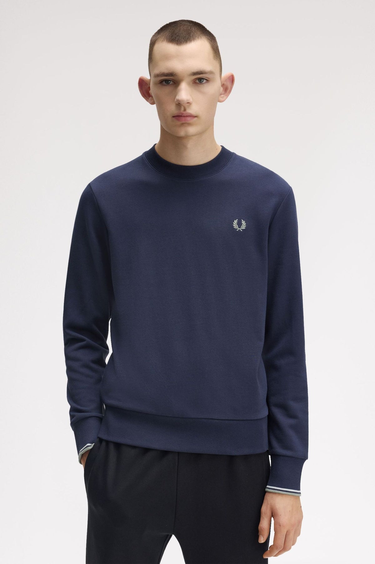 Fred Perry Sweatshirt - Dark Airforce / Light Ice / Bay Leaf