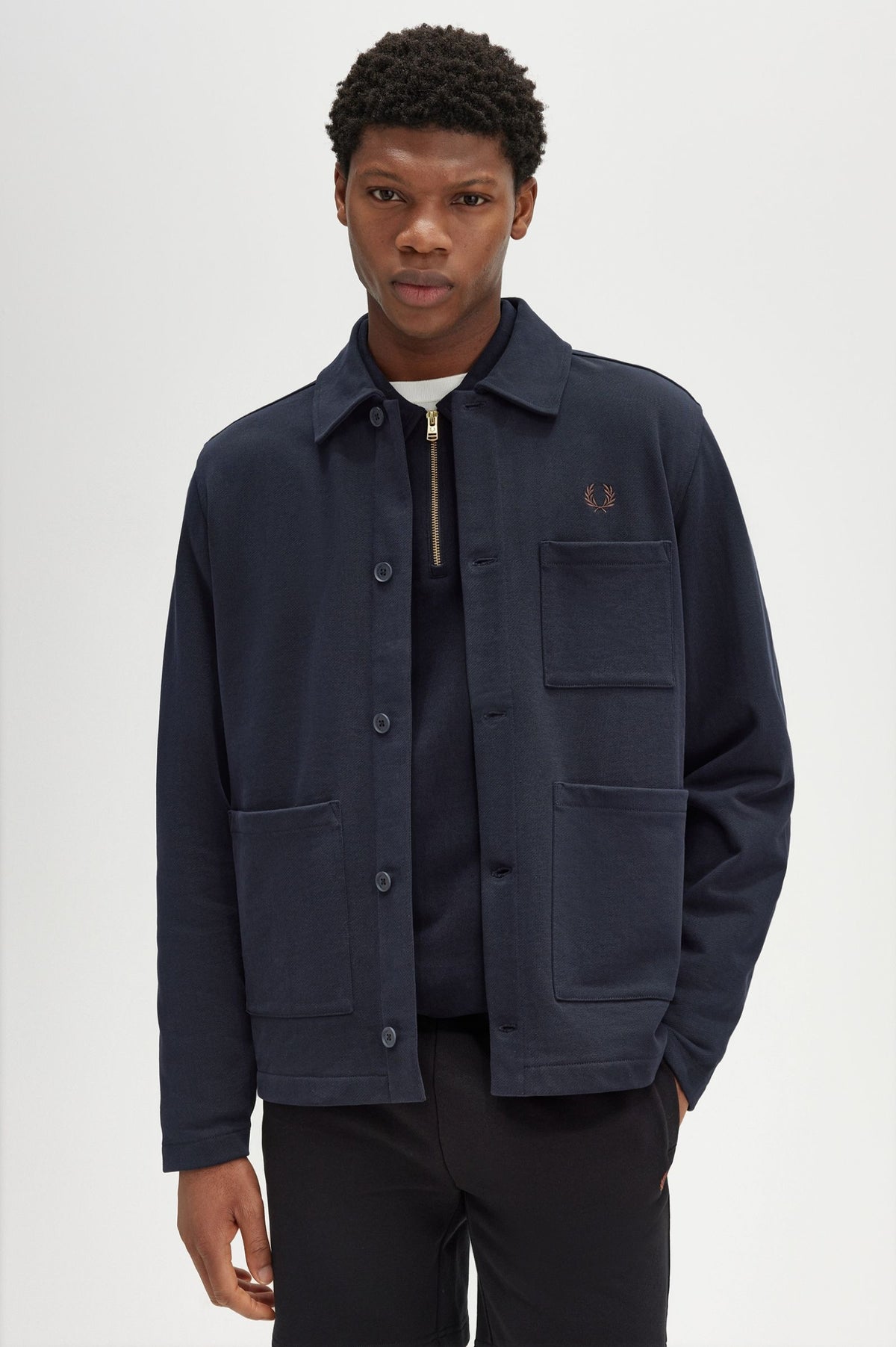Fred Perry Twill Overshirt - Navy