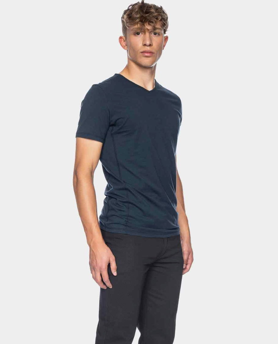 Ato T-shirt - Valerio V-neck GOTS OC Dark blue