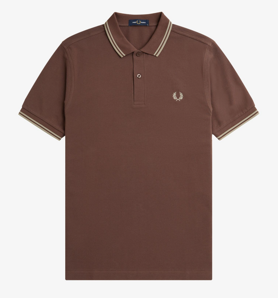 Fred Perry M3600 Twin tipped Polo - Brick /Warm Grey