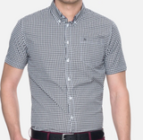 Merc Gingham Botton Down Terry Shirt - Black