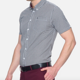 Merc Gingham Botton Down Terry Shirt - Black