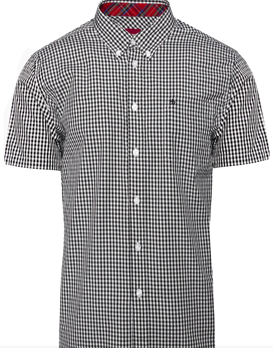 Merc Gingham Botton Down Terry Shirt - Black