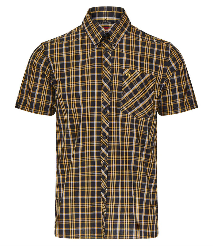 Merc Gingham Botton Medium Check Shirt - Black