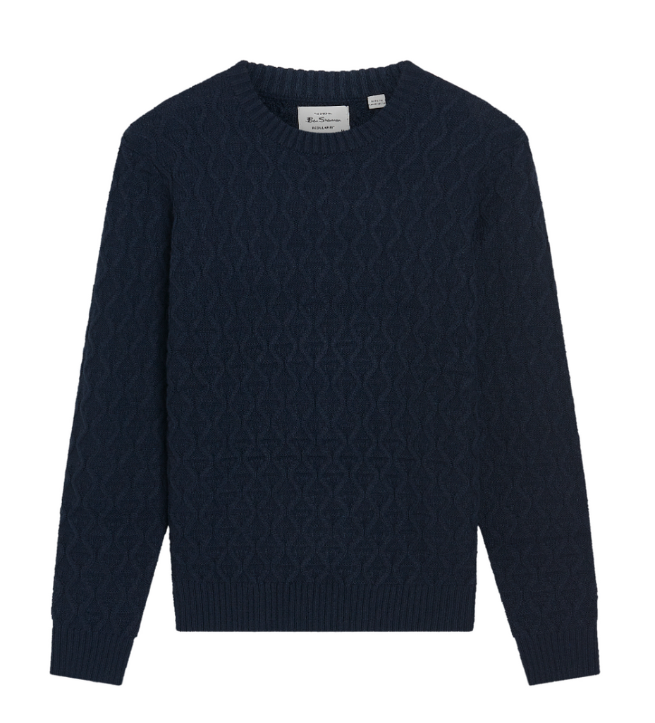 Ben Sherman Knitwear - CABLE TEXTURE CREW - Dark Navy