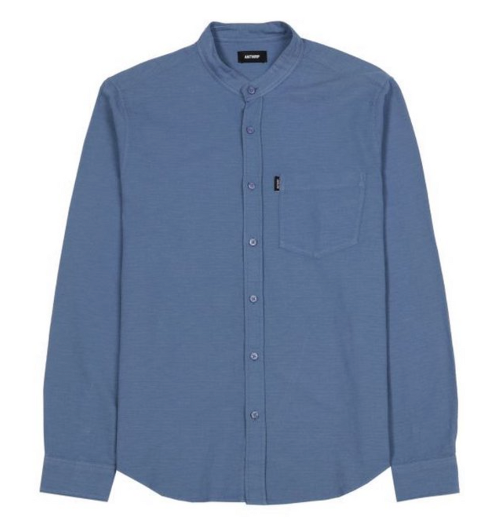 Antwrp Mandarin Collar Shirt - Dark Blue Horizon