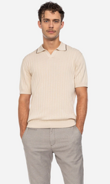 Ato Knitted polo - POLUS - Creme / Brown