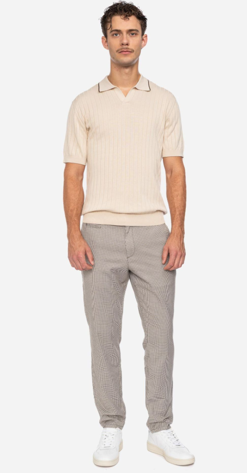 Ato Knitted polo - POLUS - Creme / Brown