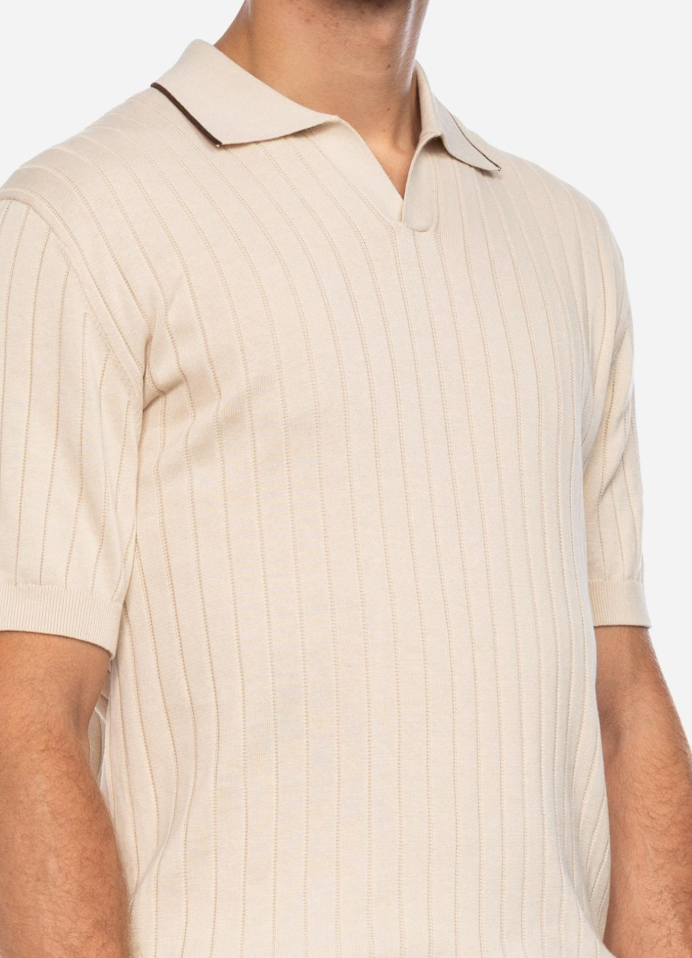 Ato Knitted polo - POLUS - Creme / Brown