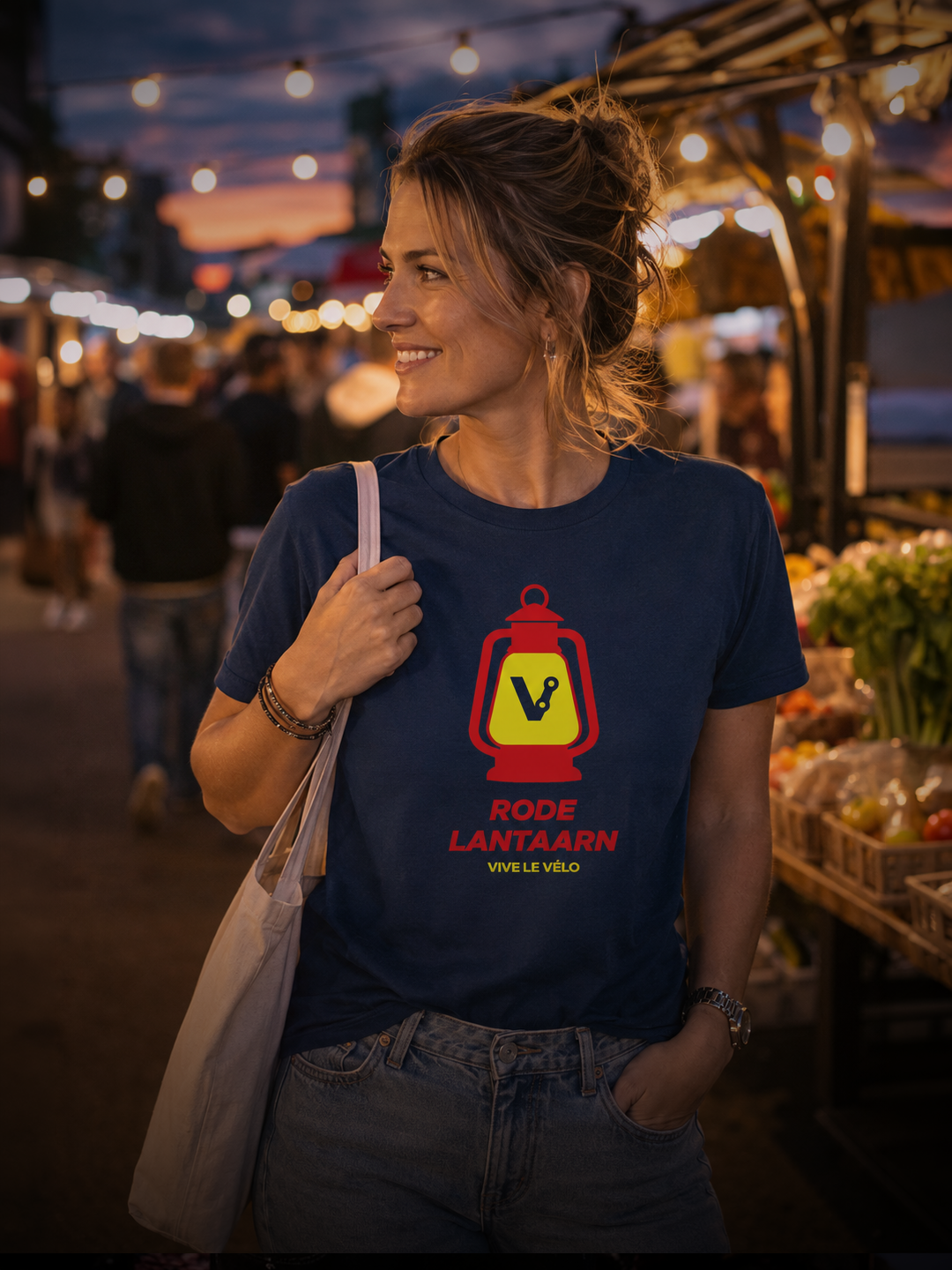 Vive Le Vélo T Shirt Rode Lantaarn- French Navy