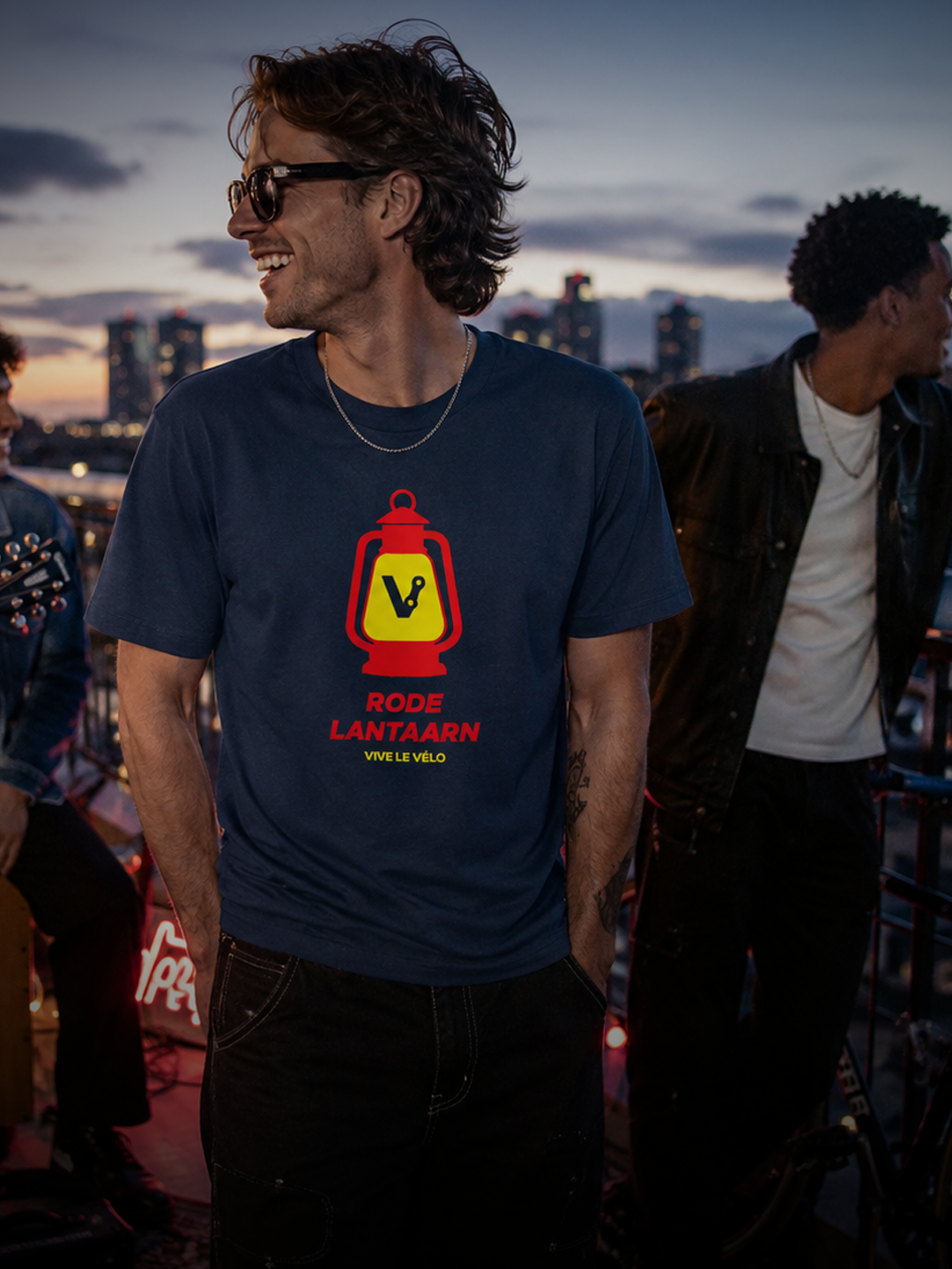 Vive Le Vélo T Shirt Rode Lantaarn- French Navy