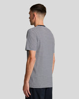 Lyle & Scott Linen Blend Breton Stripe T-Shirt - Dark Navy/White