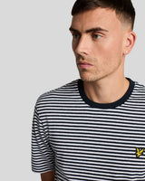 Lyle & Scott Linen Blend Breton Stripe T-Shirt - Dark Navy/White