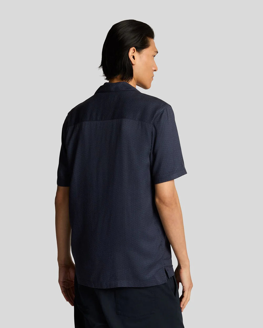 LYLE & SCOTT Geo Motif Printed Revere Shirt - Dark Navy