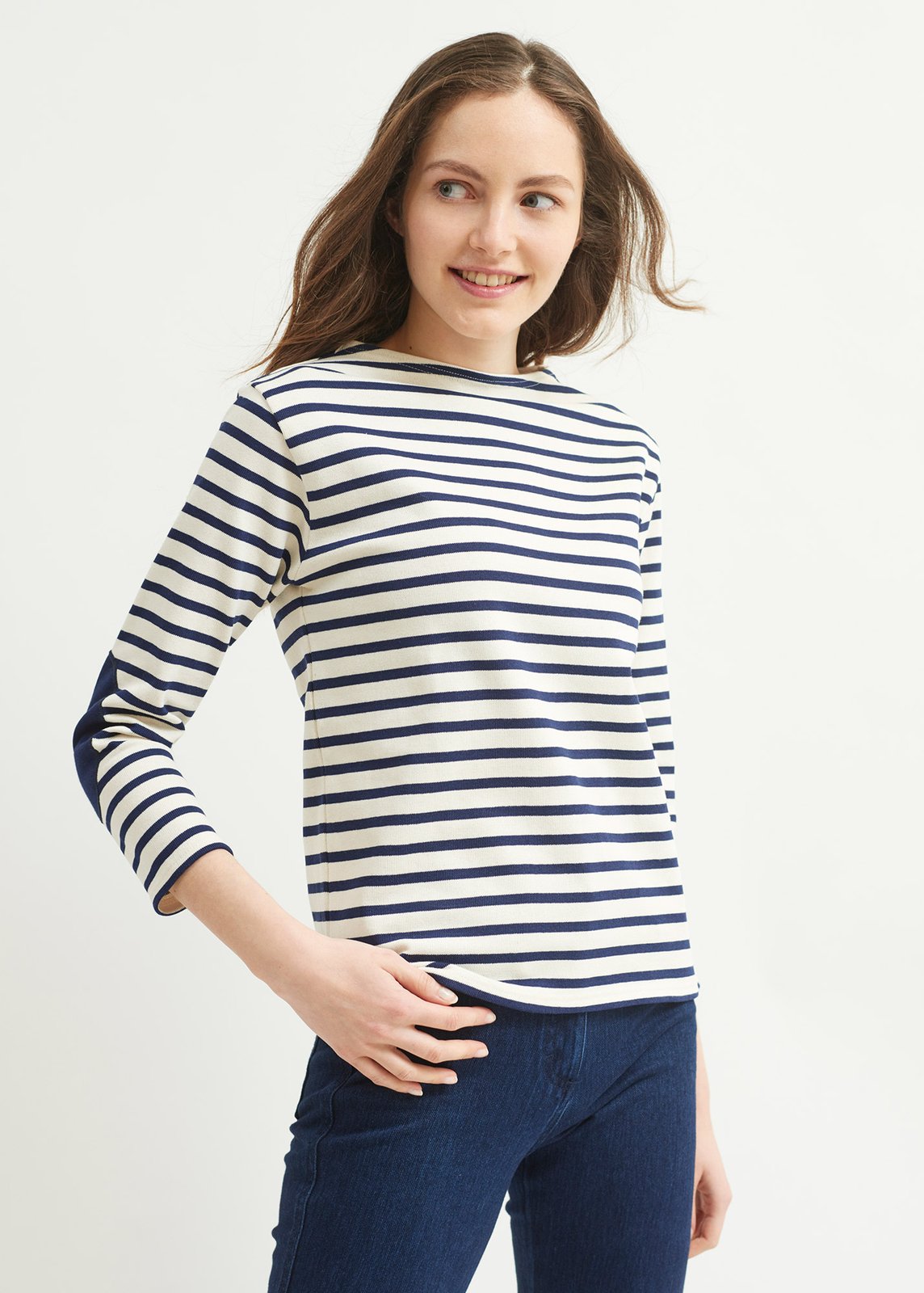 Saint James Guildo Boat Neck Striped Sailor Shirt - Ecru Marine