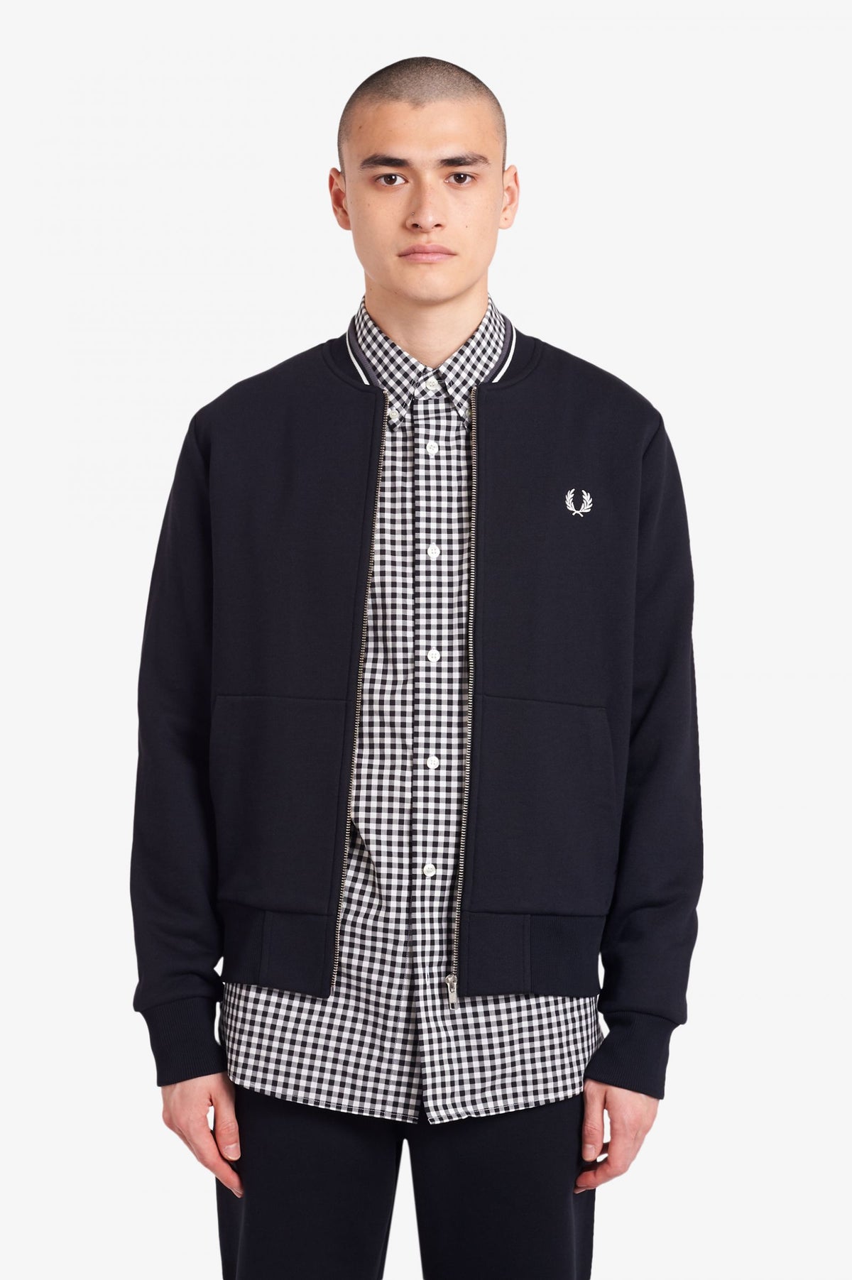 Fred Perry zip through sweater - Black